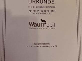 Urkunde ueber die Eintragung der Marke Waumobil