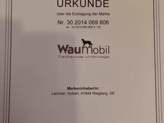 Urkunde ueber die Eintragung der Marke Waumobil
